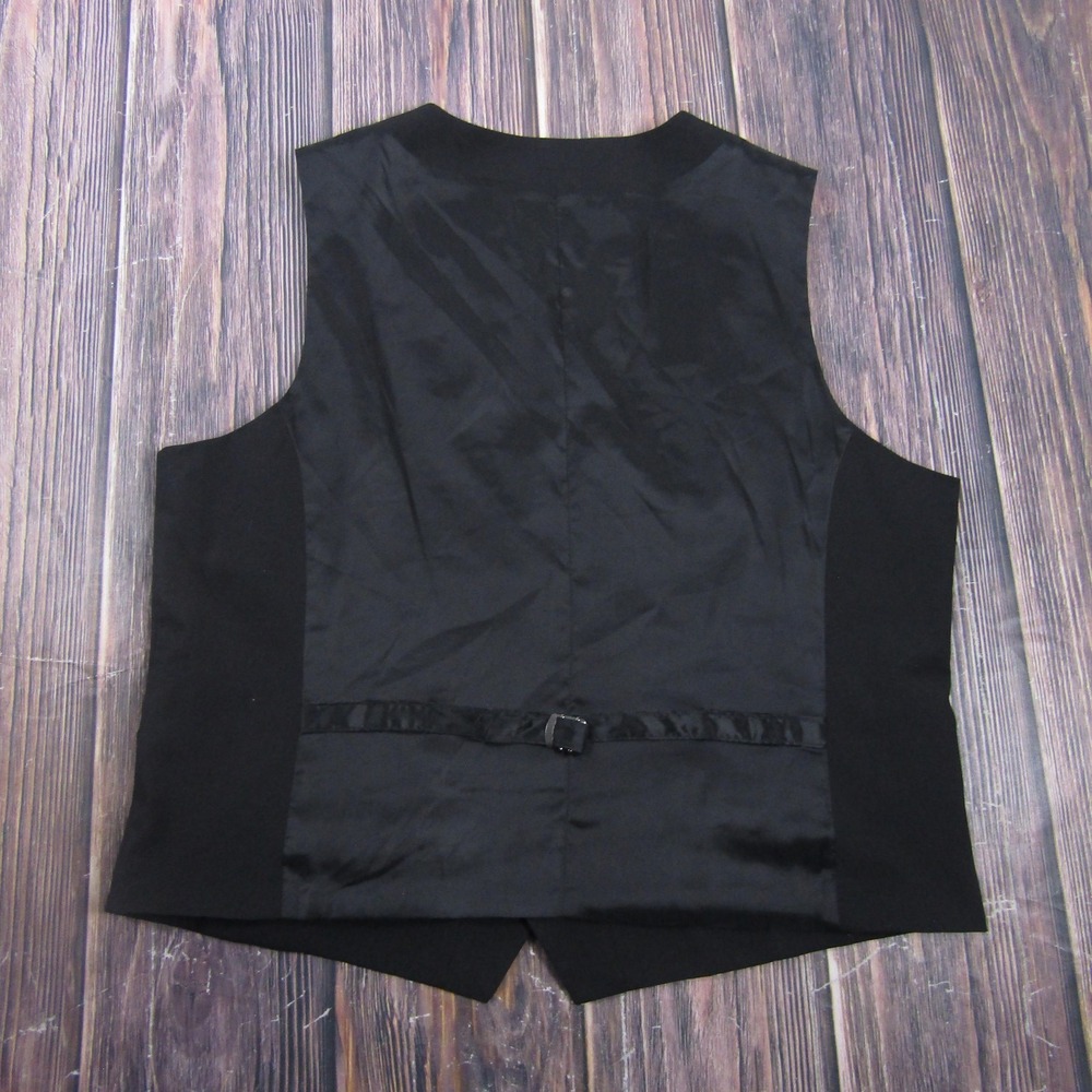 Suit Vest J. Ferrar Mens XL Black Solid Polyester Spandex 3 Piece Slim Belted - Picture 4 of 6
